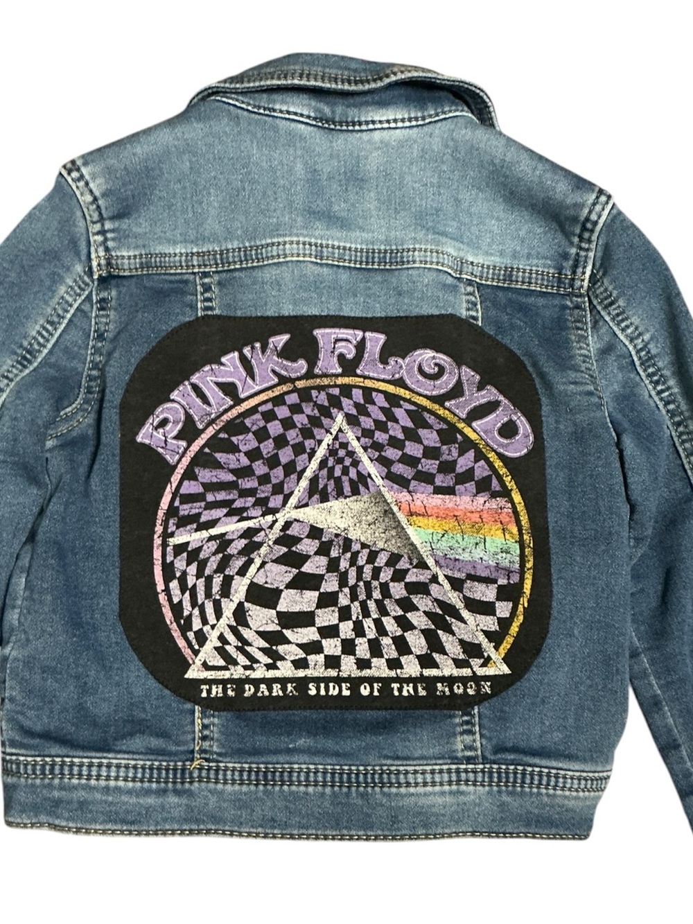 Pink Floyd Kids Upcycled Blue Denim Jacket Graphic Band Musician